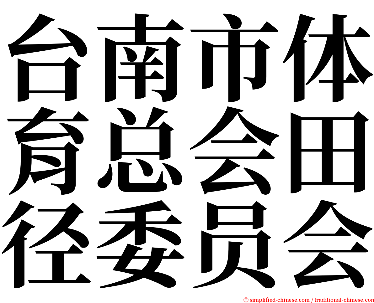 台南市体育总会田径委员会 serif font