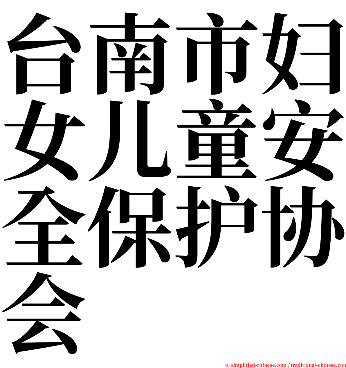 台南市妇女儿童安全保护协会 serif font