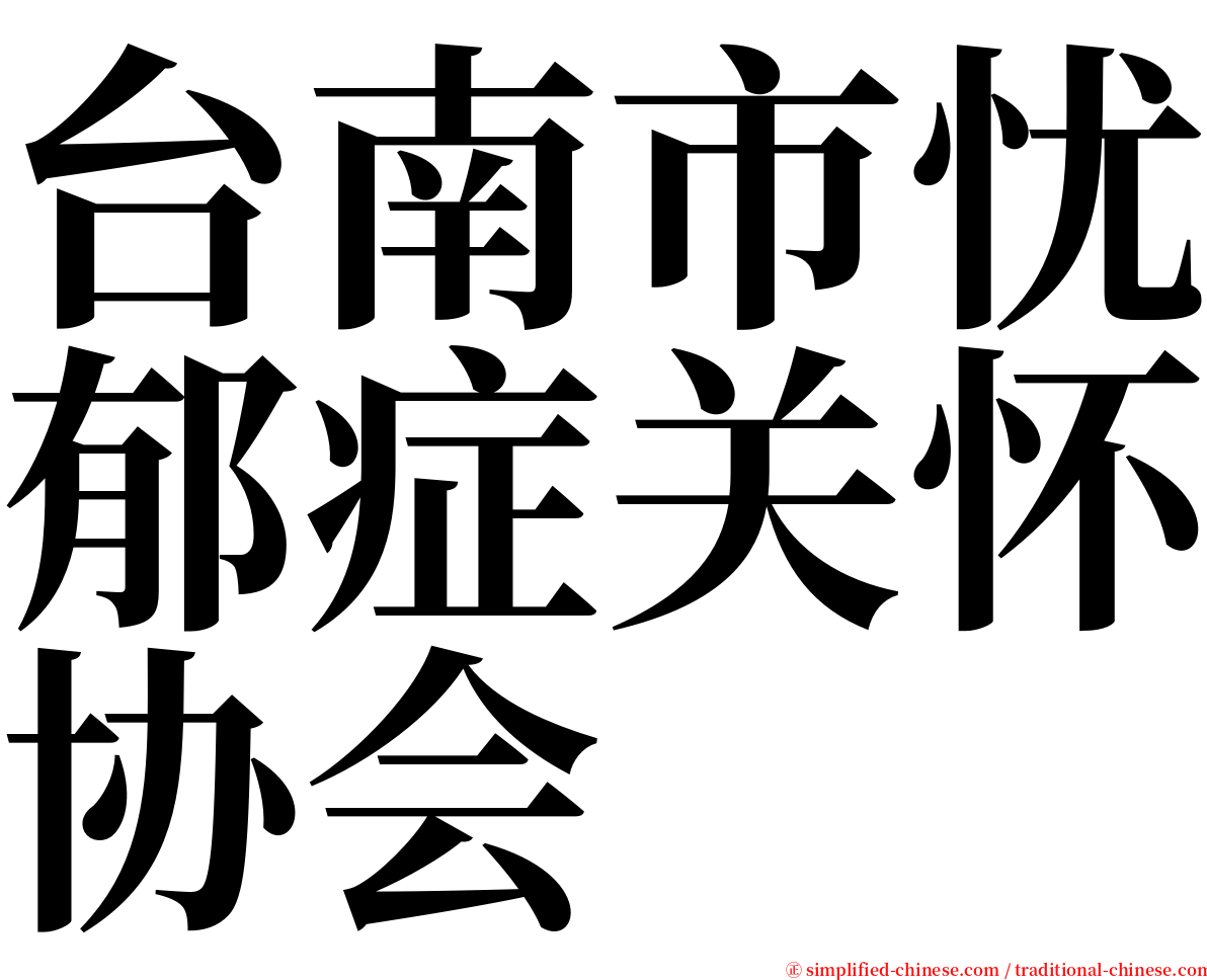 台南市忧郁症关怀协会 serif font