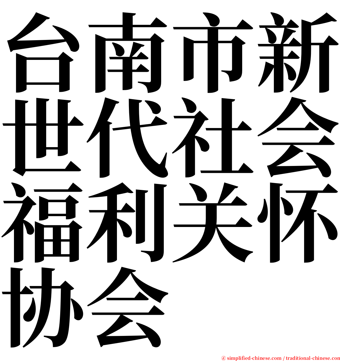 台南市新世代社会福利关怀协会 serif font