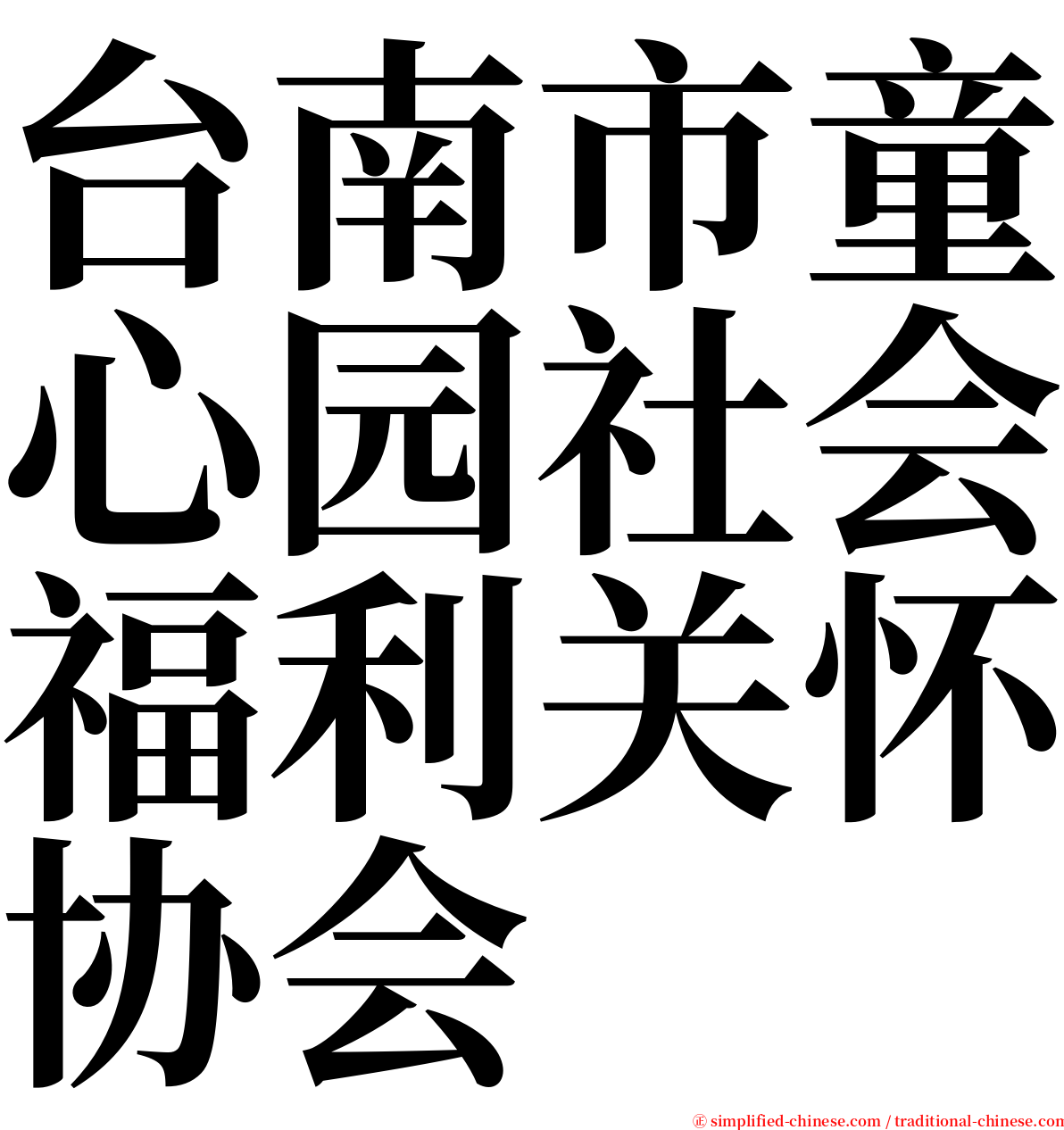 台南市童心园社会福利关怀协会 serif font