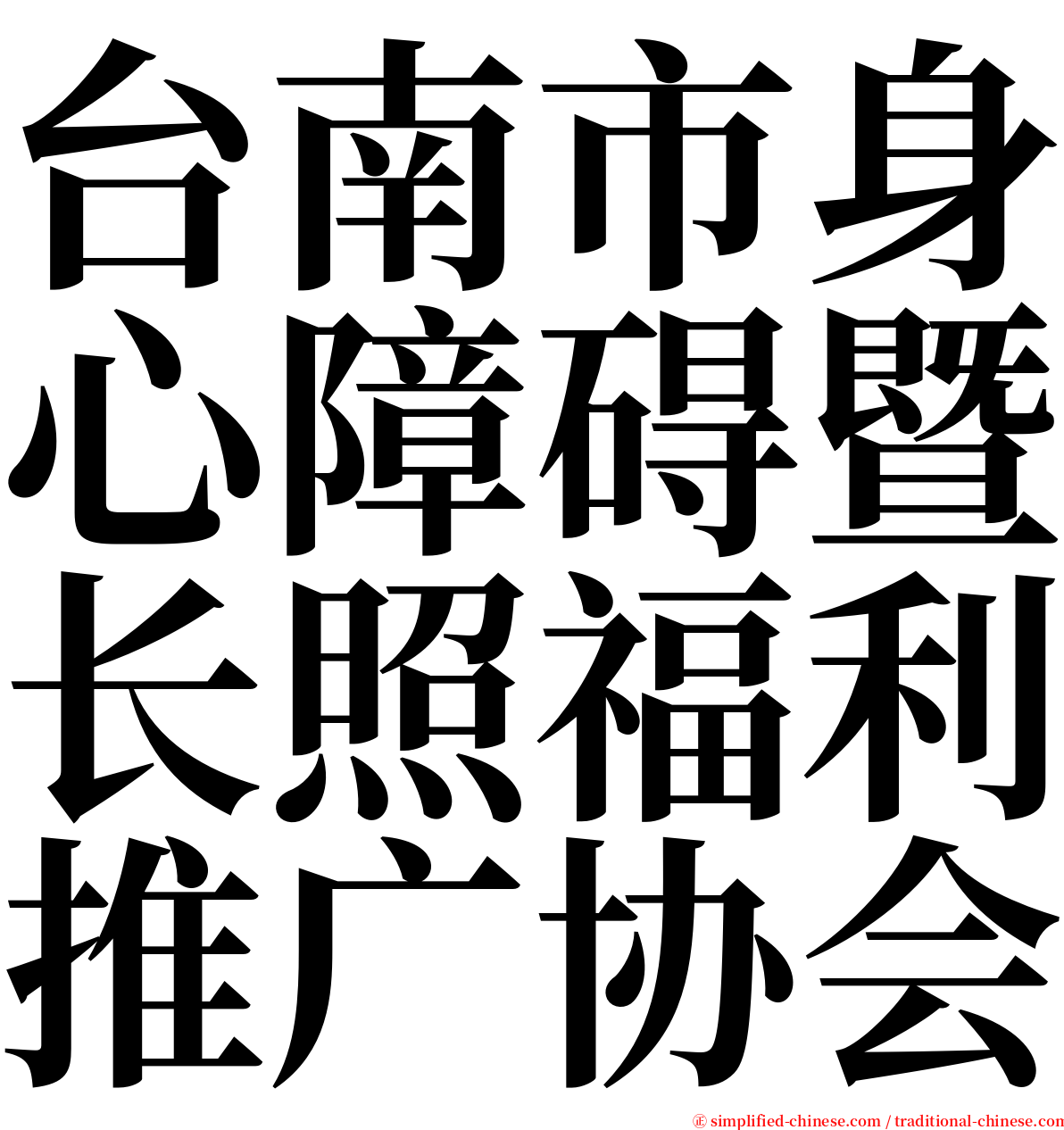 台南市身心障碍暨长照福利推广协会 serif font