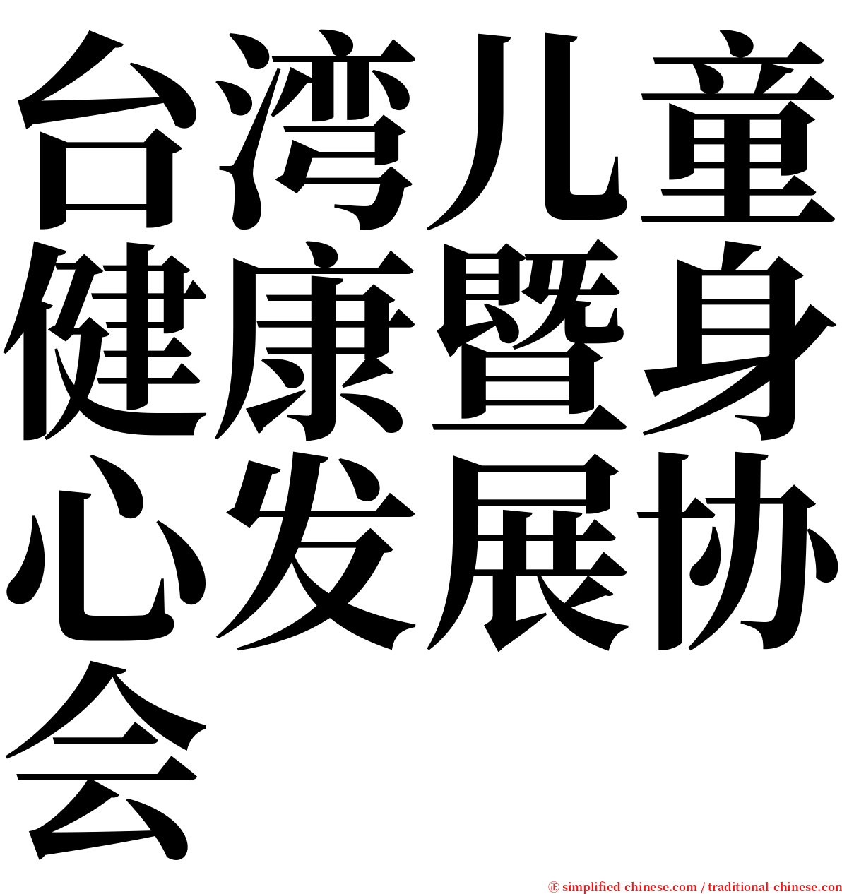 台湾儿童健康暨身心发展协会 serif font