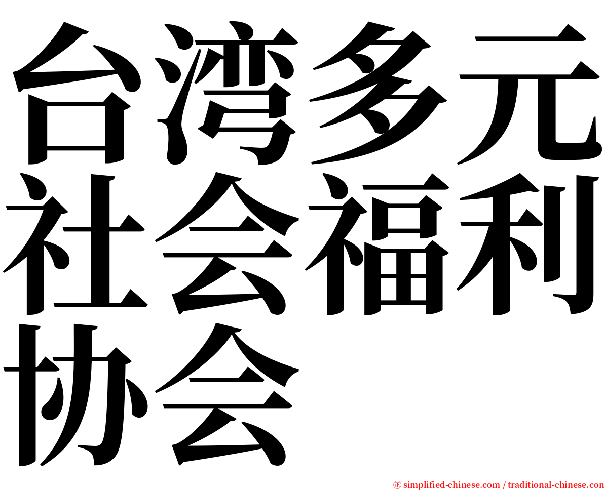 台湾多元社会福利协会 serif font