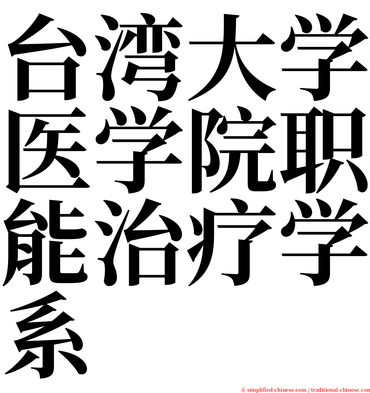 台湾大学医学院职能治疗学系 serif font