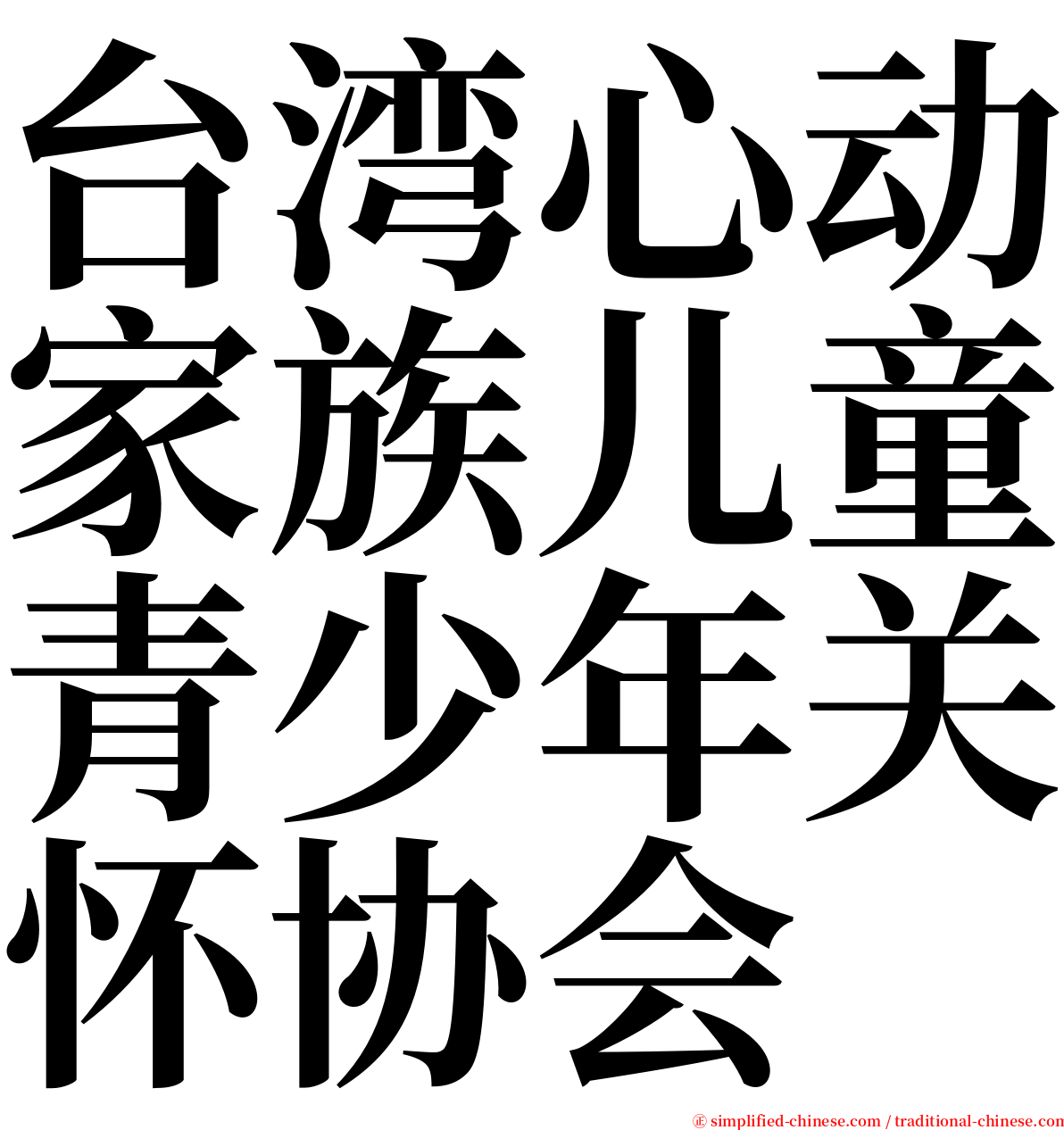 台湾心动家族儿童青少年关怀协会 serif font