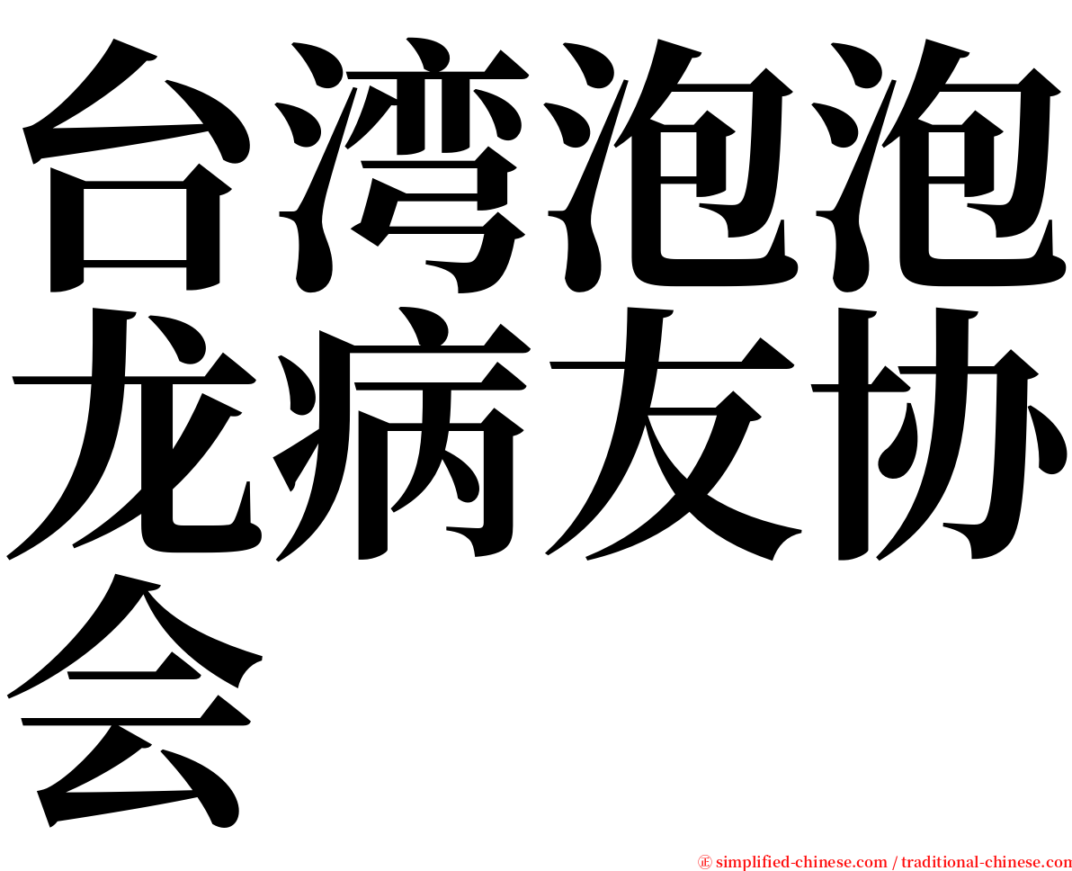 台湾泡泡龙病友协会 serif font