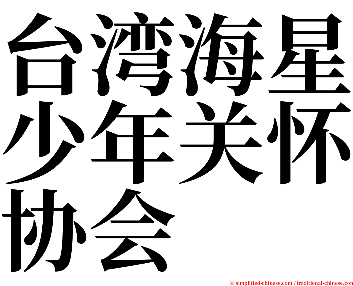 台湾海星少年关怀协会 serif font