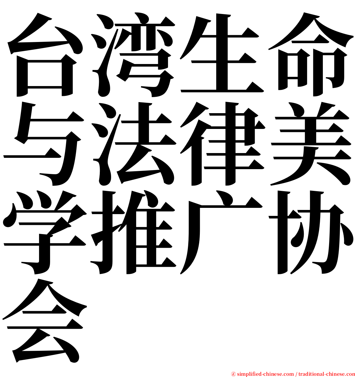 台湾生命与法律美学推广协会 serif font