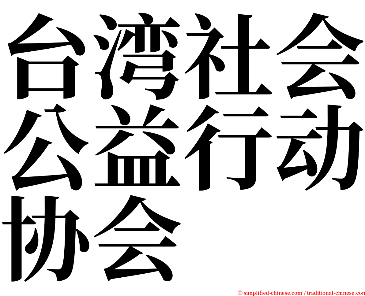 台湾社会公益行动协会 serif font