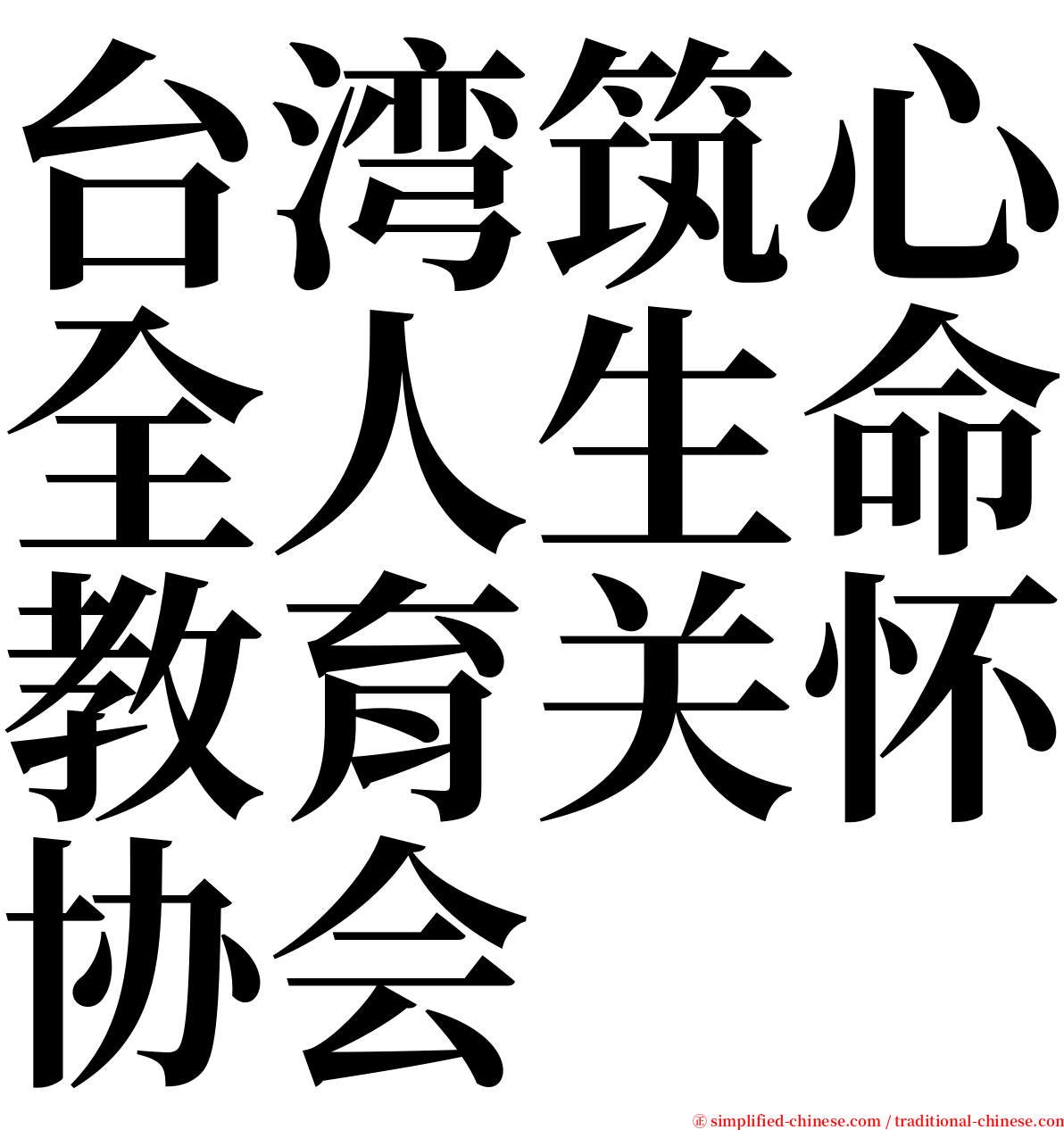 台湾筑心全人生命教育关怀协会 serif font