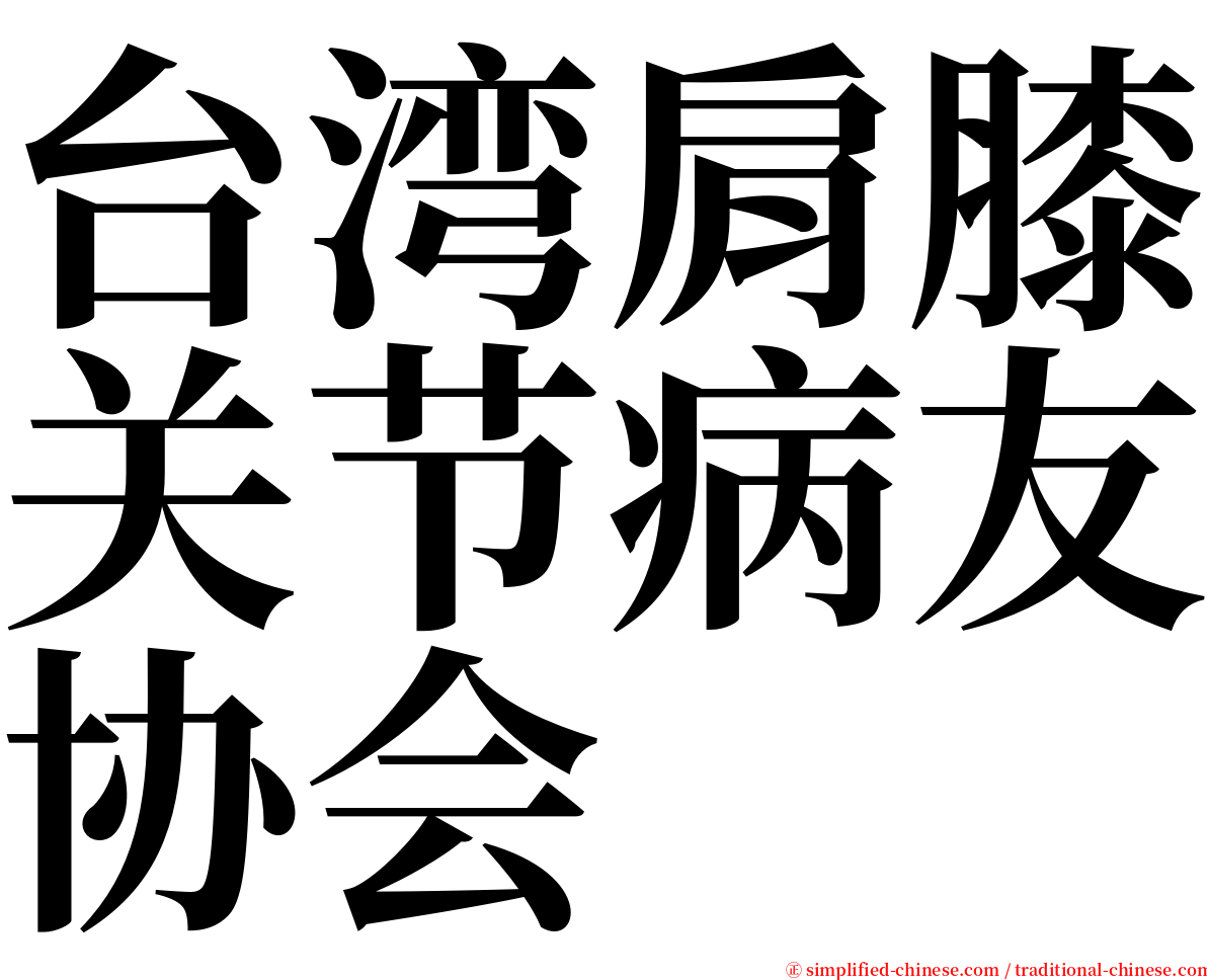 台湾肩膝关节病友协会 serif font