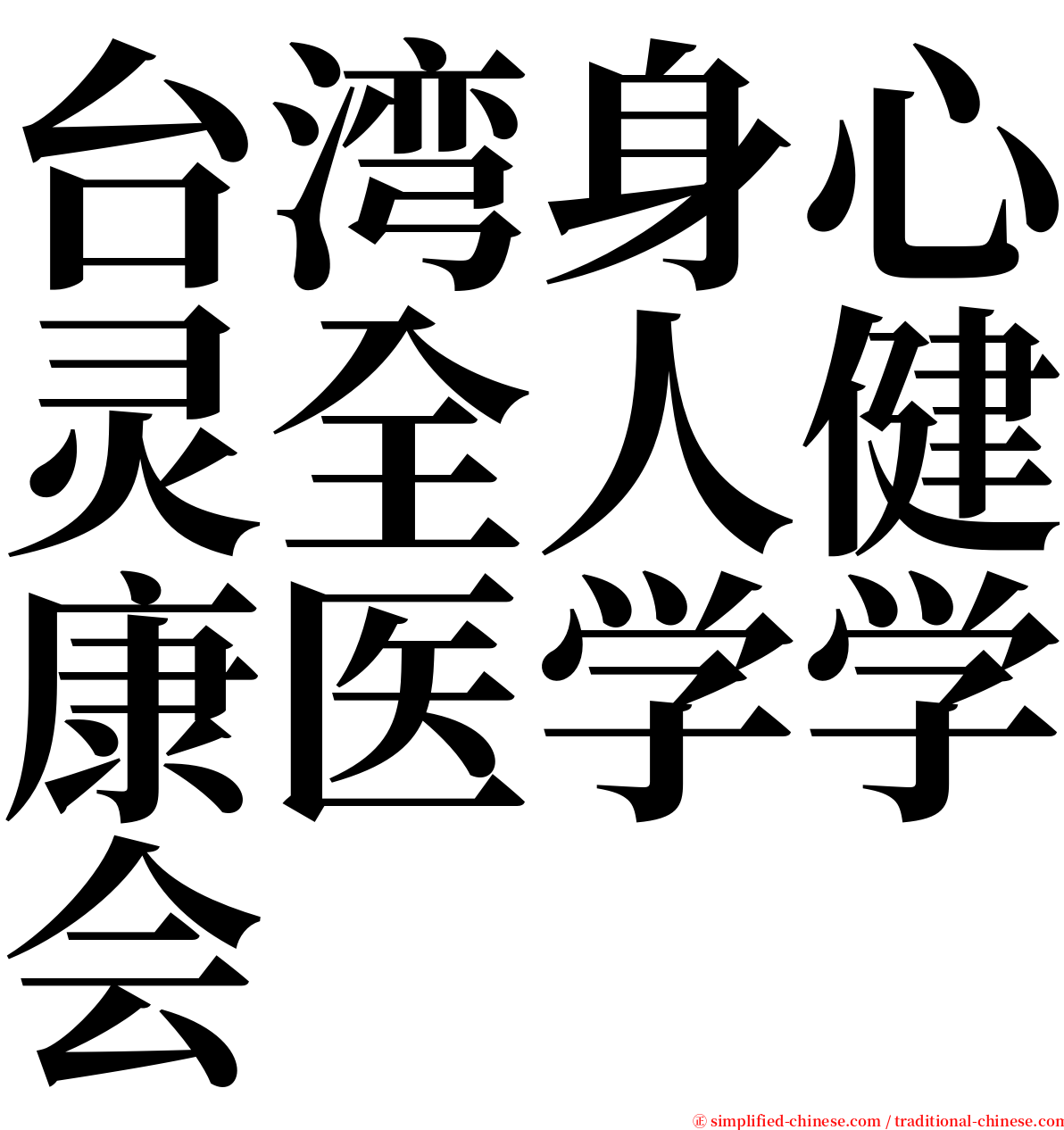 台湾身心灵全人健康医学学会 serif font