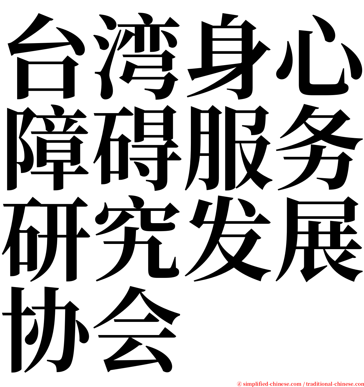 台湾身心障碍服务研究发展协会 serif font