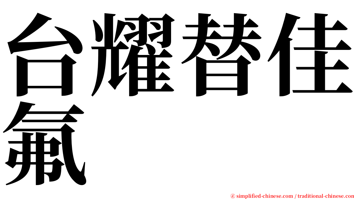 台耀替佳氟 serif font