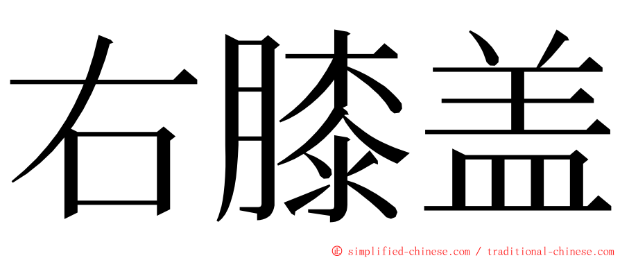 右膝盖 ming font