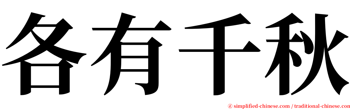 各有千秋 serif font