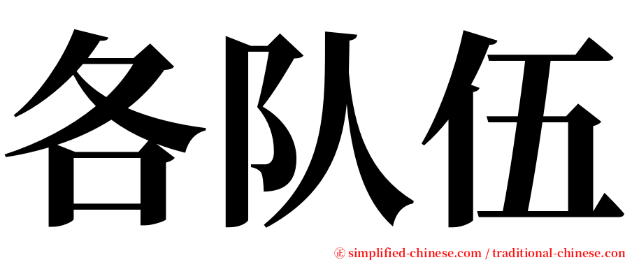 各队伍 serif font