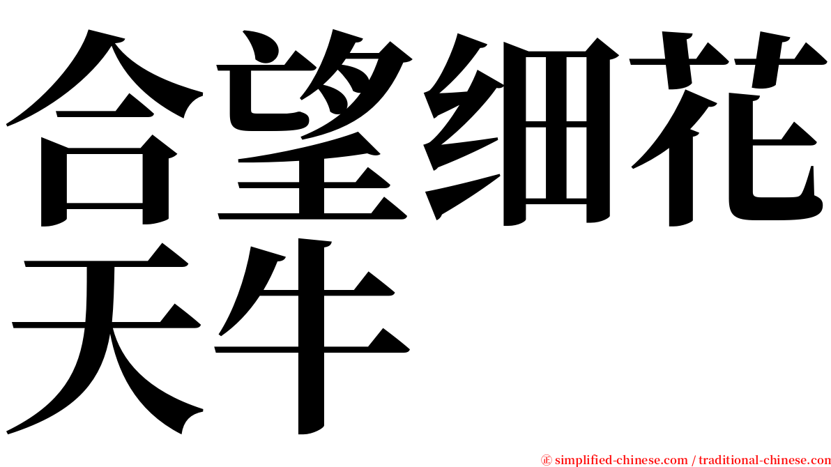 合望细花天牛 serif font