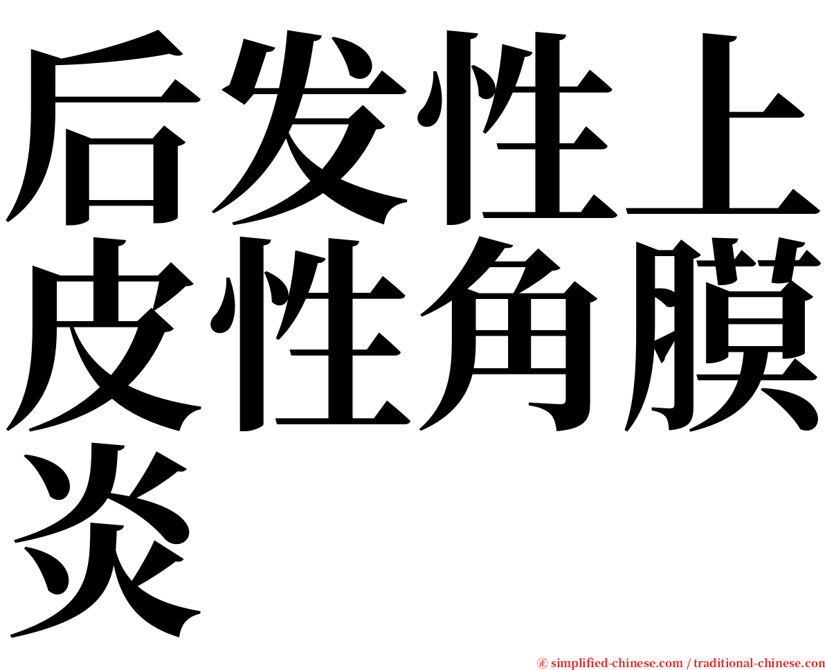 后发性上皮性角膜炎 serif font