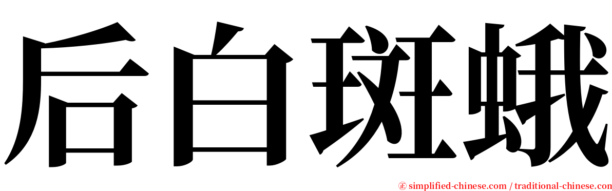 后白斑蛾 serif font