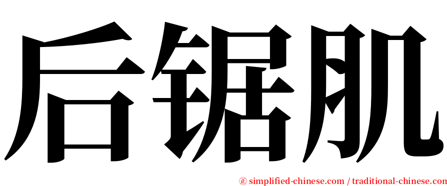 后锯肌 serif font