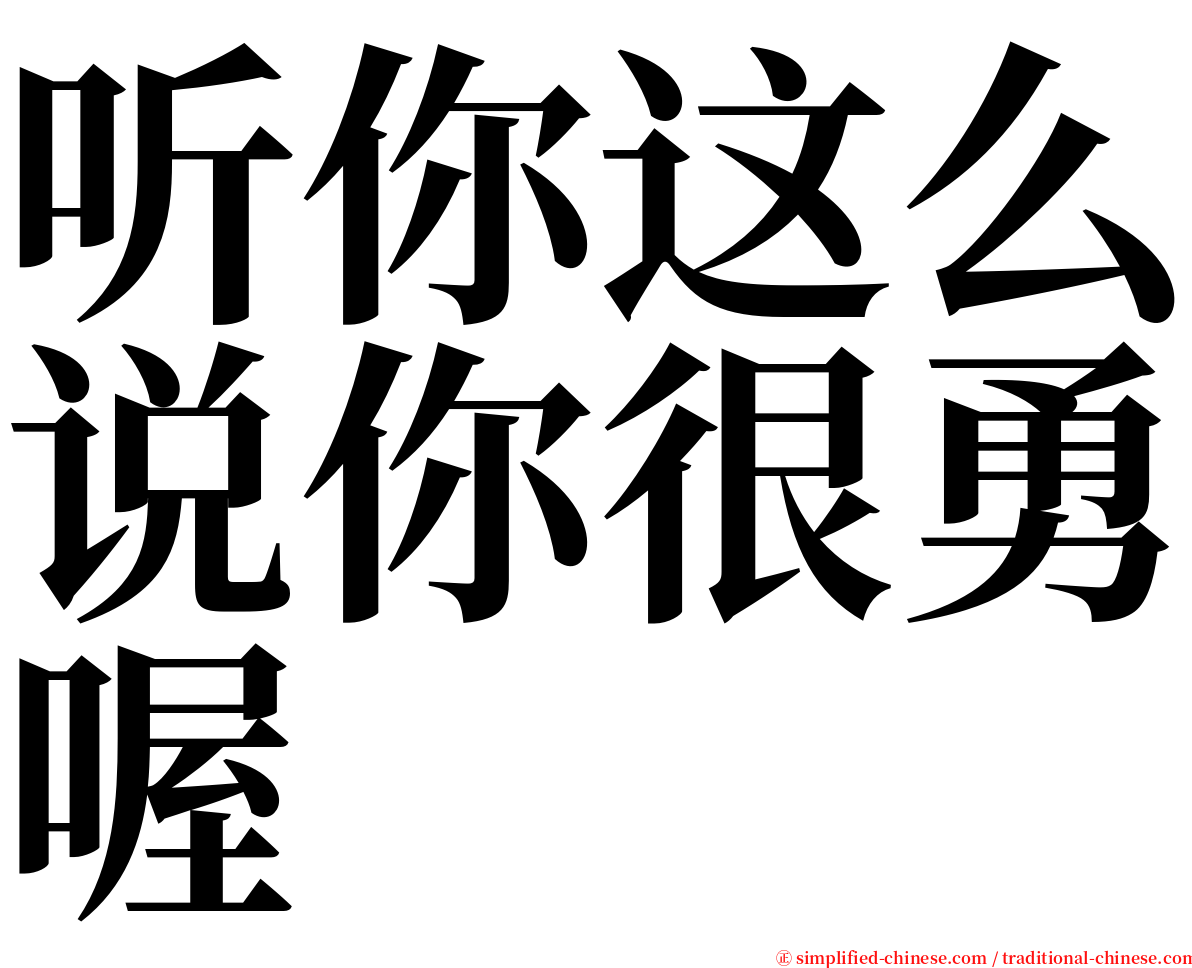 听你这么说你很勇喔 serif font