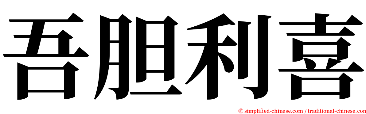 吾胆利喜 serif font