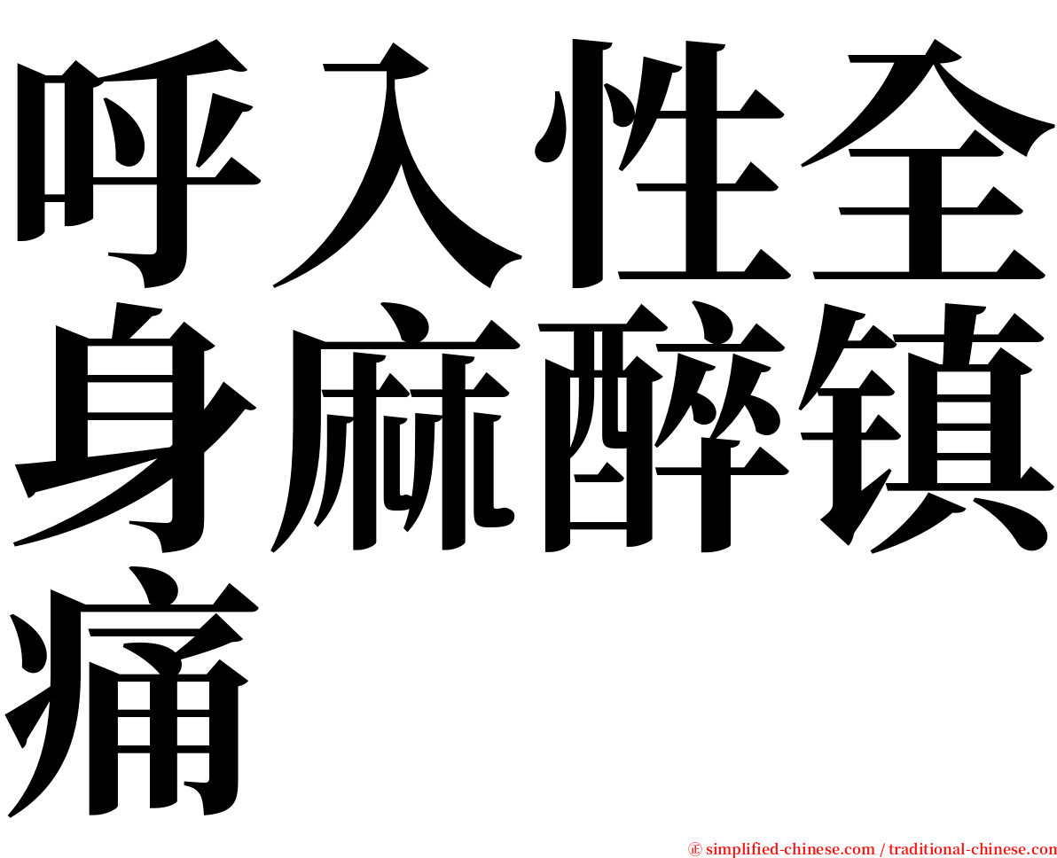 呼入性全身麻醉镇痛 serif font