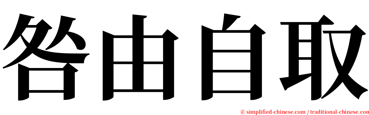 咎由自取 serif font