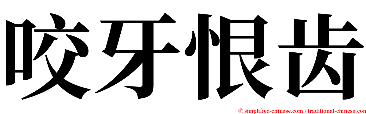 咬牙恨齿 serif font