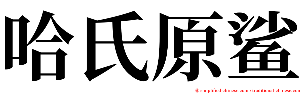 哈氏原鲨 serif font