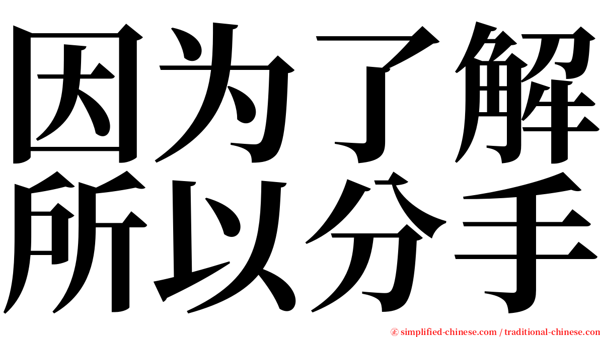 因为了解所以分手 serif font