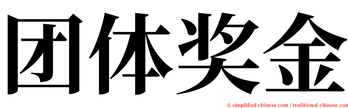 团体奖金 serif font