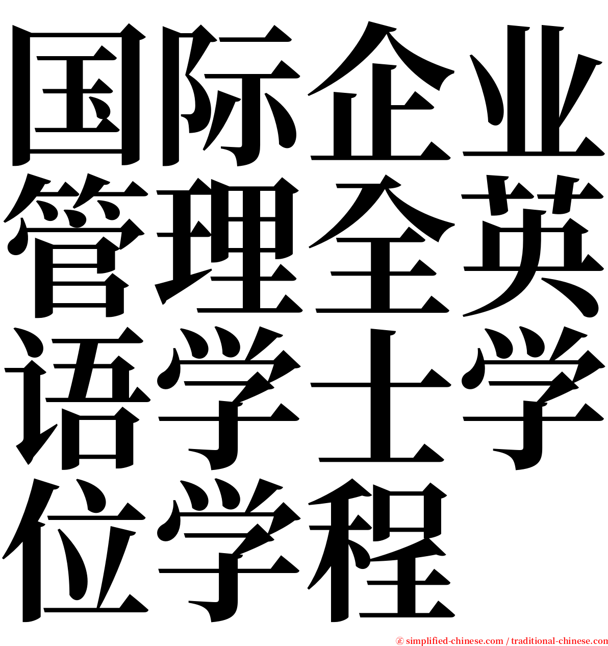 国际企业管理全英语学士学位学程 serif font