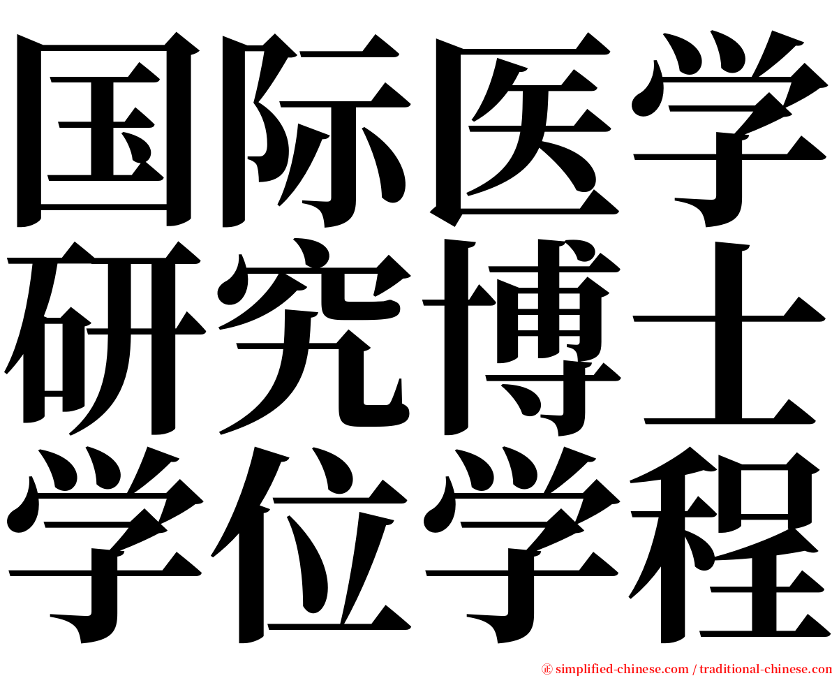 国际医学研究博士学位学程 serif font