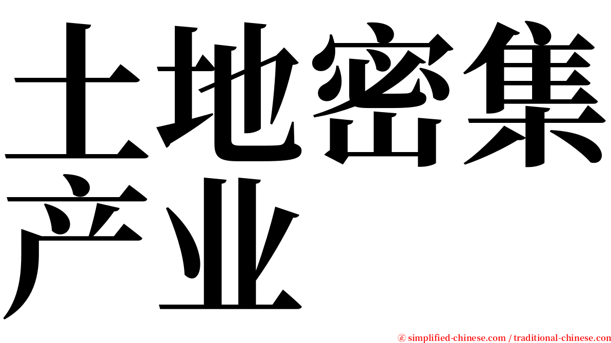 土地密集产业 serif font