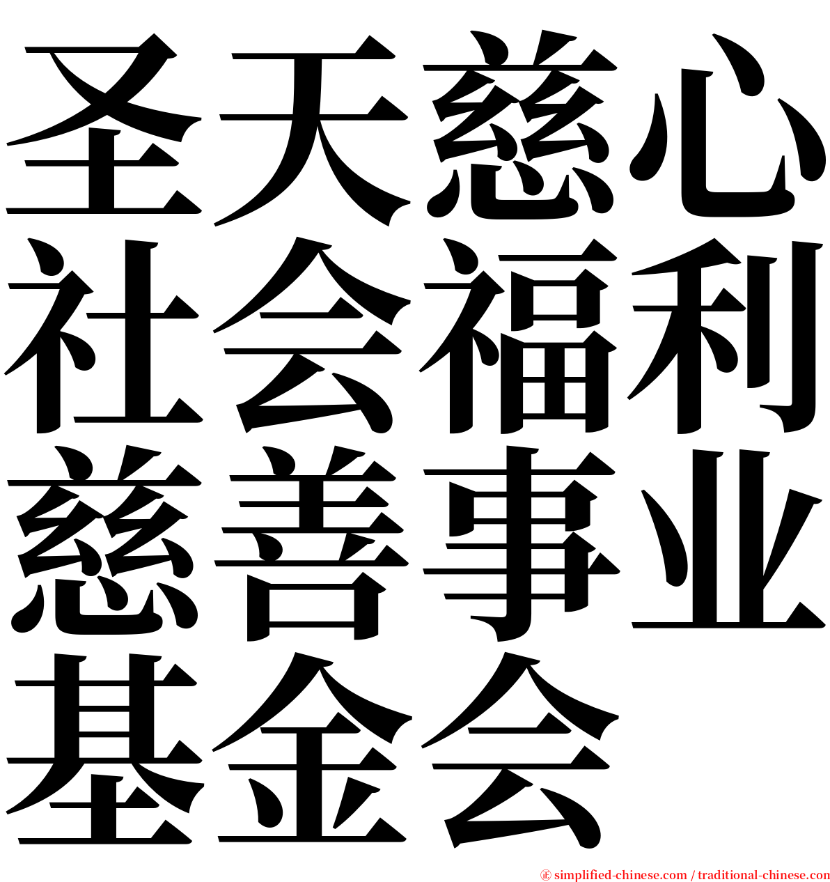 圣天慈心社会福利慈善事业基金会 serif font