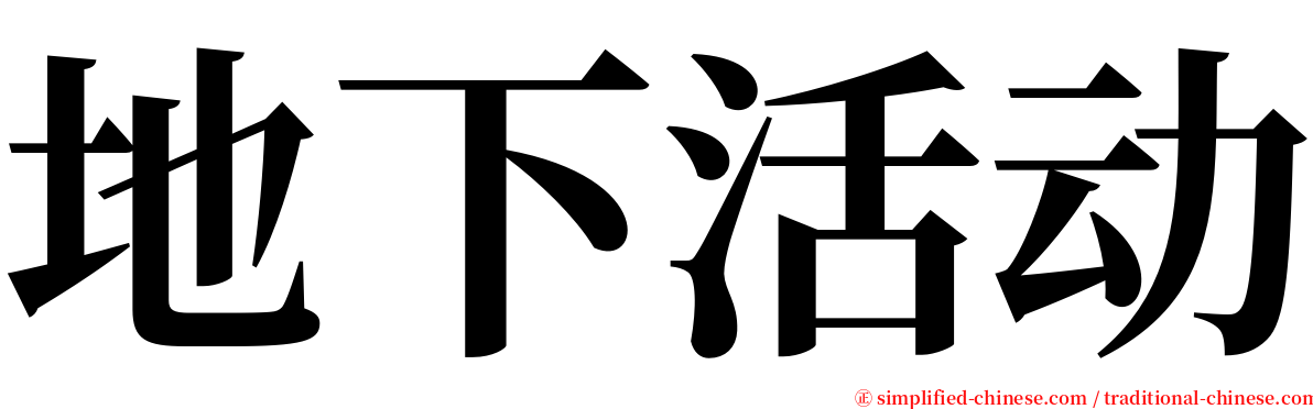 地下活动 serif font