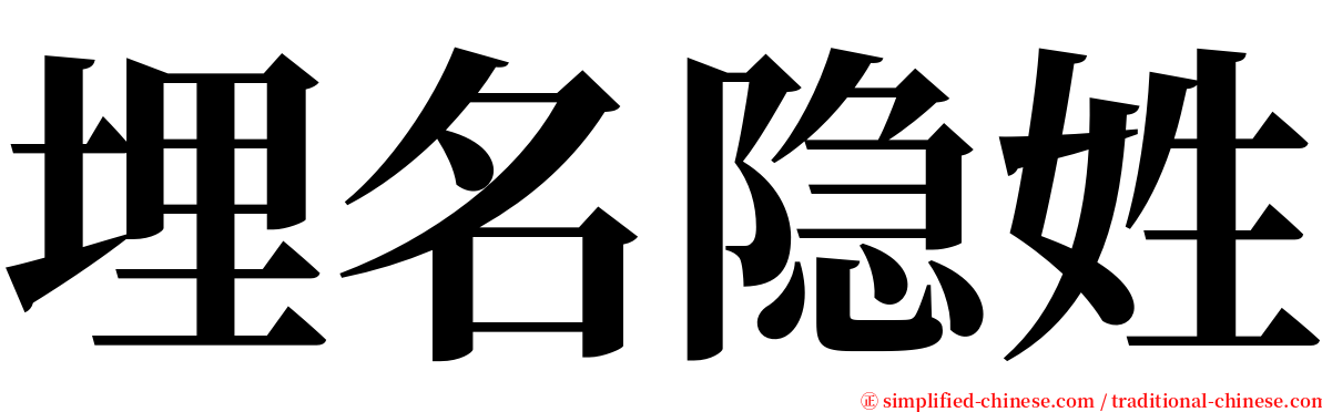 埋名隐姓 serif font