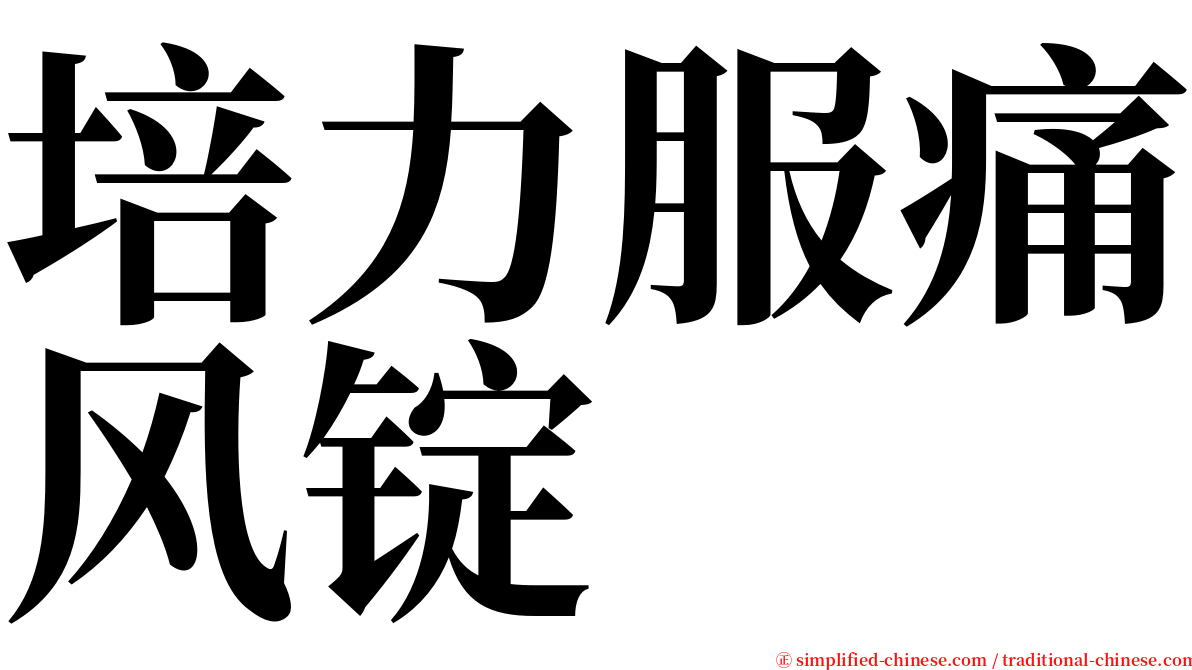 培力服痛风锭 serif font