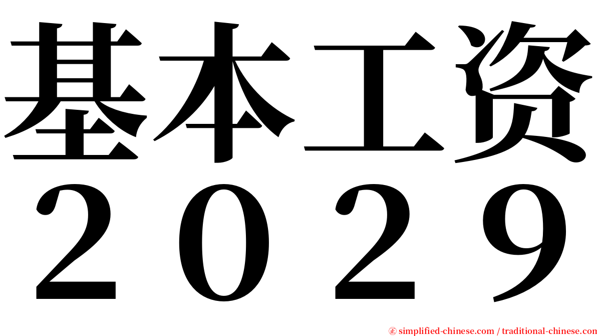 基本工资２０２９ serif font