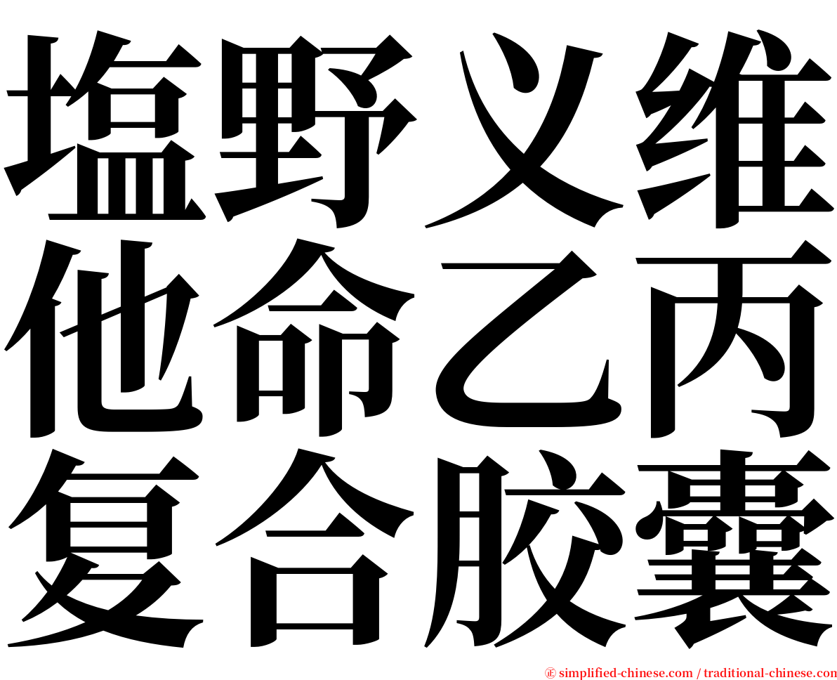 塩野义维他命乙丙复合胶囊 serif font