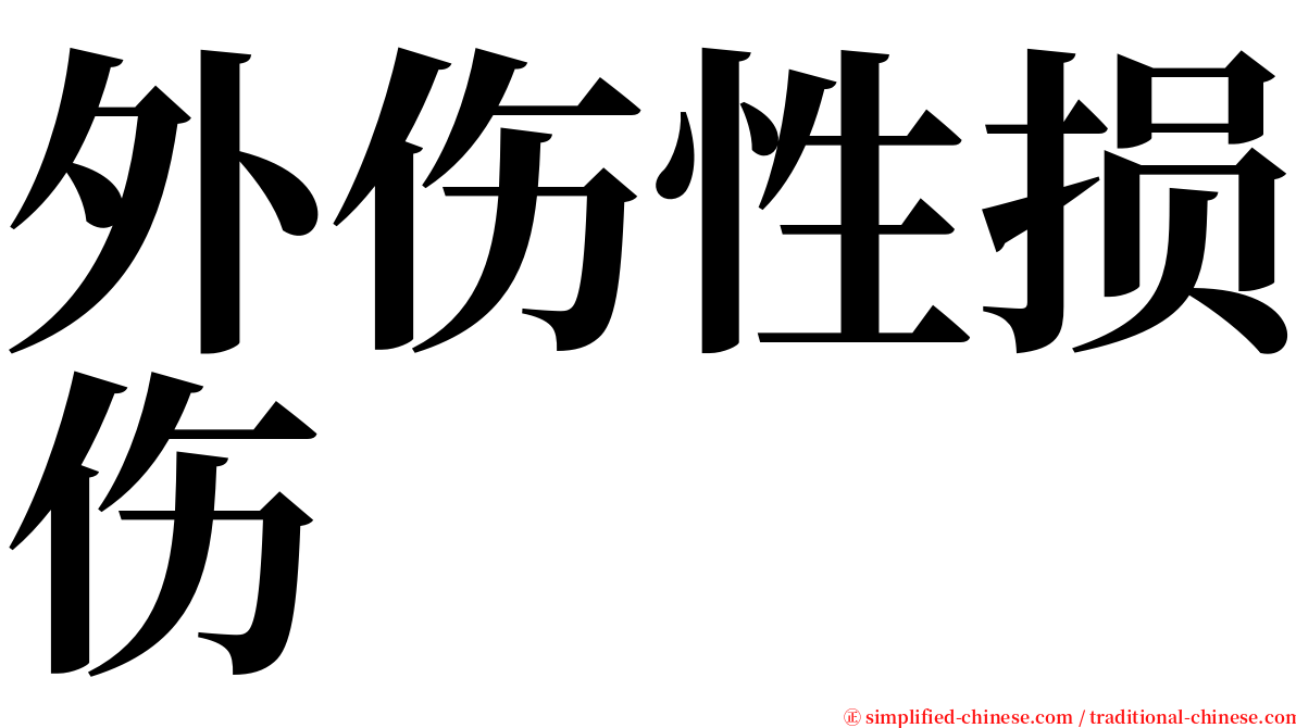 外伤性损伤 serif font