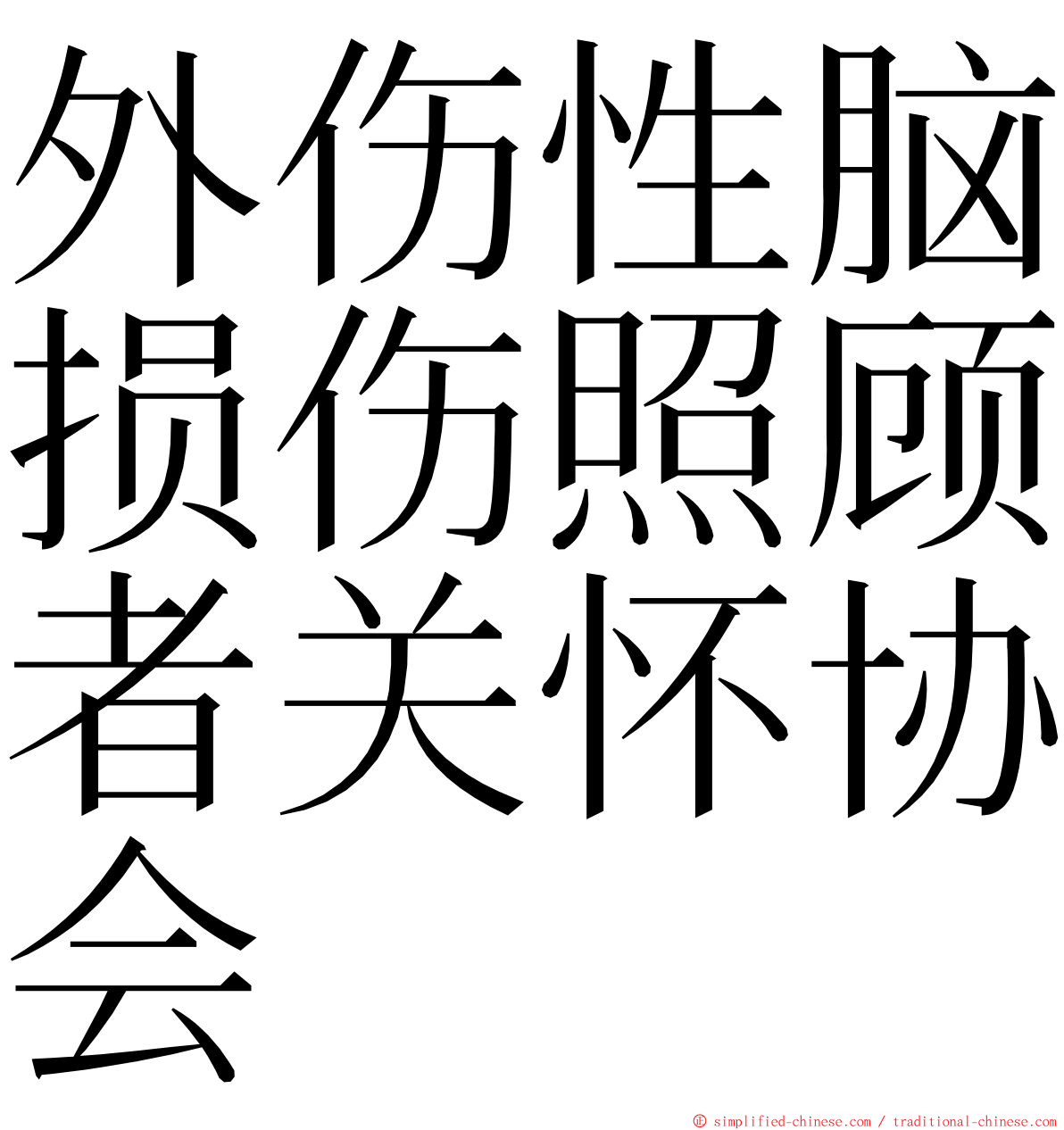 外伤性脑损伤照顾者关怀协会 ming font