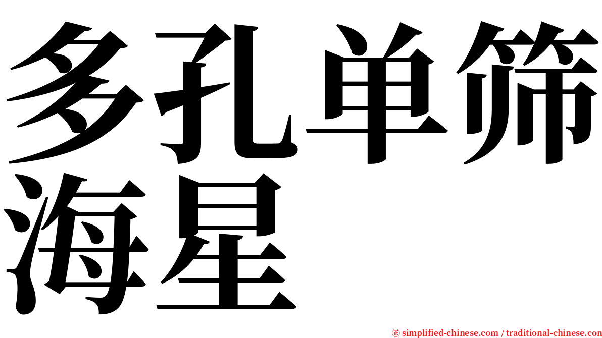 多孔单筛海星 serif font