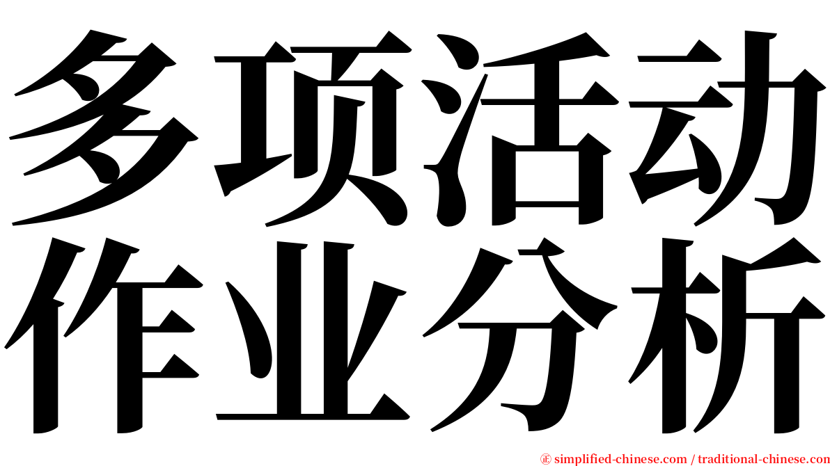 多项活动作业分析 serif font