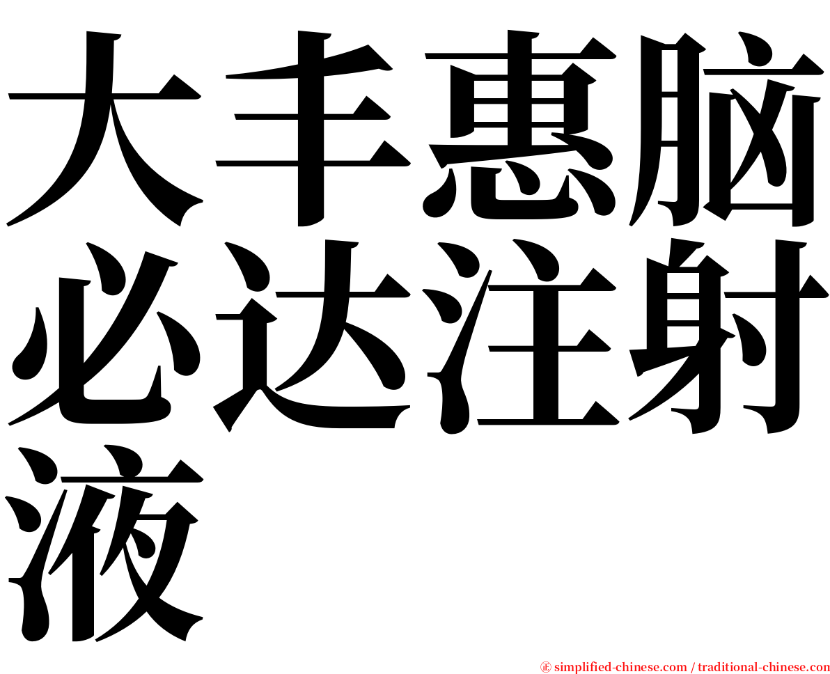 大丰惠脑必达注射液 serif font