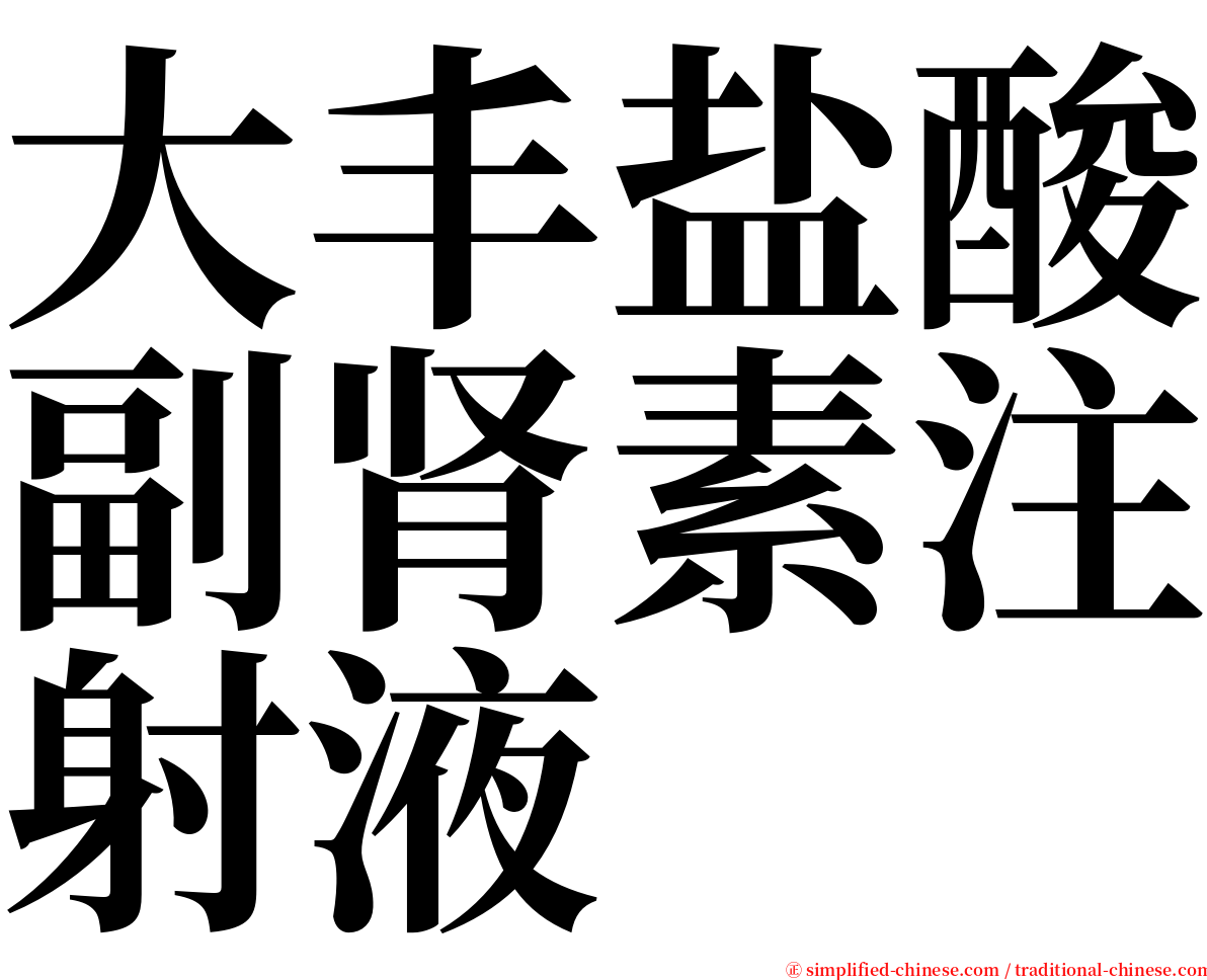 大丰盐酸副肾素注射液 serif font