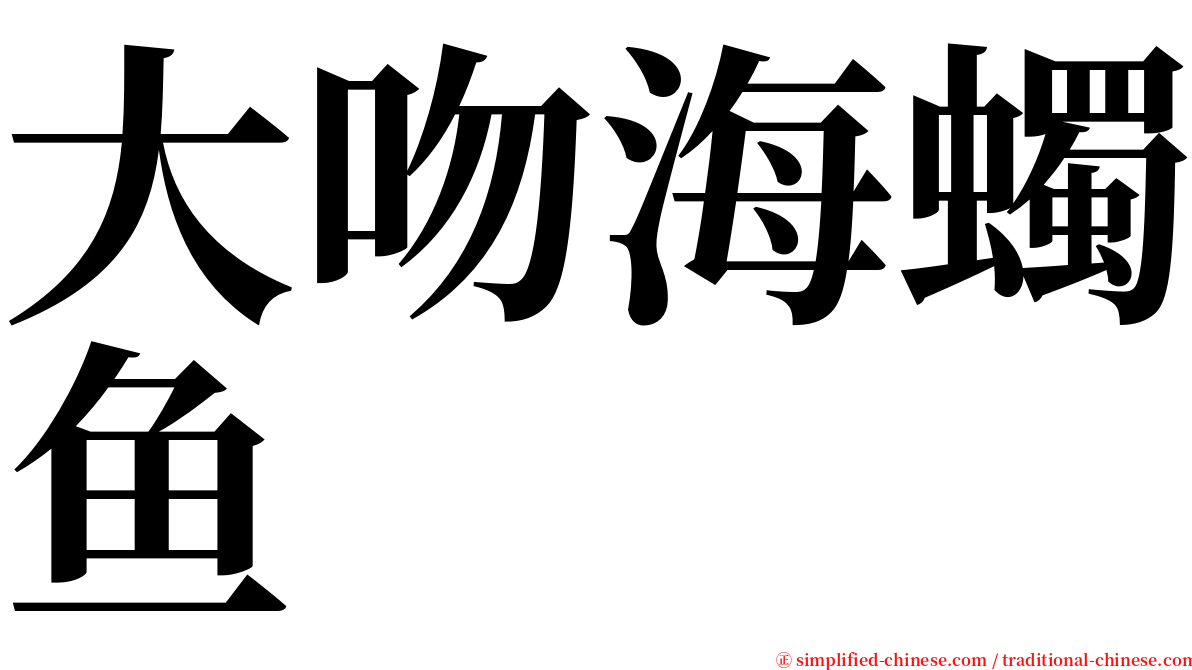 大吻海蠋鱼 serif font